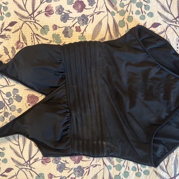 "Aqua Green" Black Women's One Piece Swimsuit Swimwear Waist‎ Over the Shoulder - Picture 4 of 8